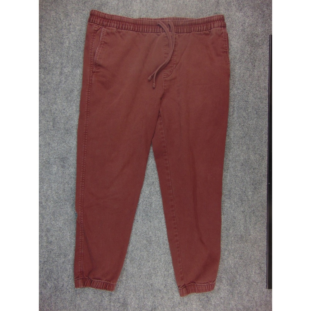 Banana Republic Travel Jogger Men Large Red Solid Elastic Waist Drawstring Pants